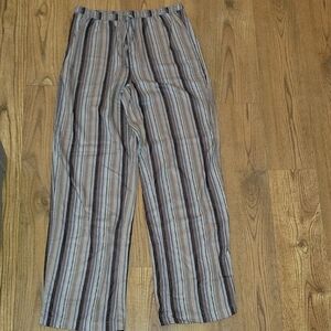 Jaclyn Smith Women's Striped Straight Leg Pants - Gray and Brown